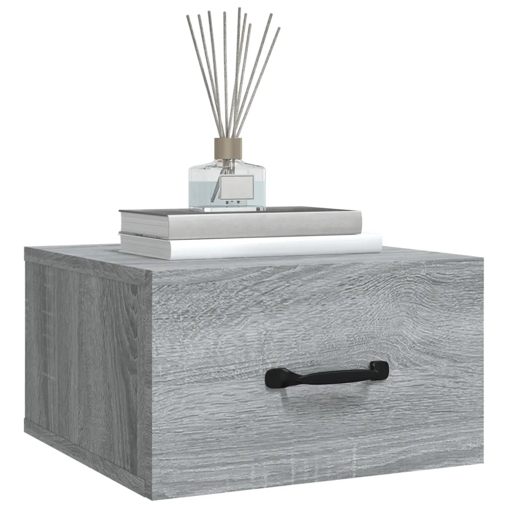 Comodino a Muro Grigio Sonoma 35x35x20 cm   cod mxl 30194