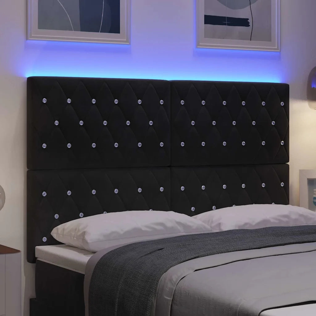 Testiera LED con strisce LED con testiera Nero 160 cm Velluto 3338368