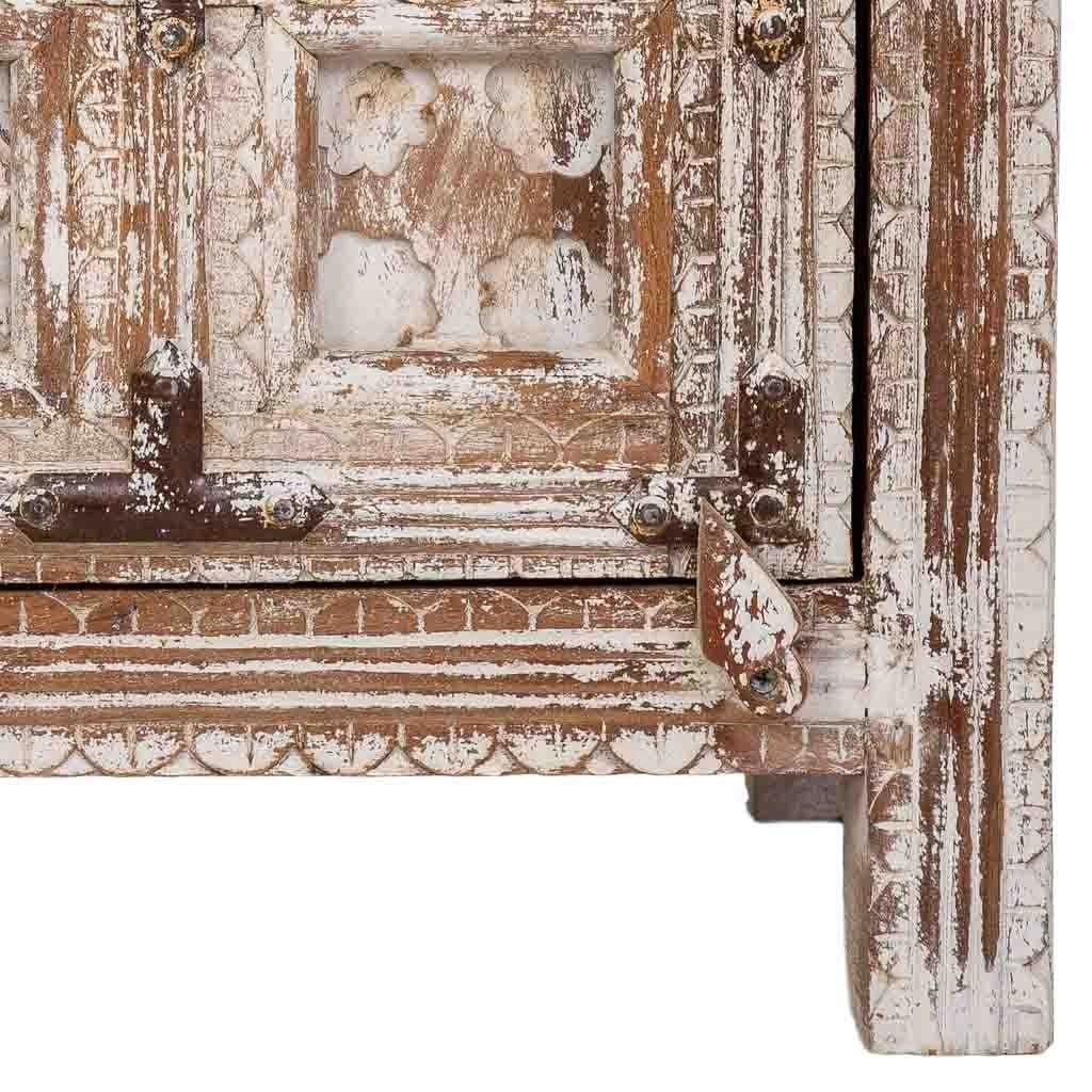 Tavolino artigianale in legno bianco 52x40x74h cm
