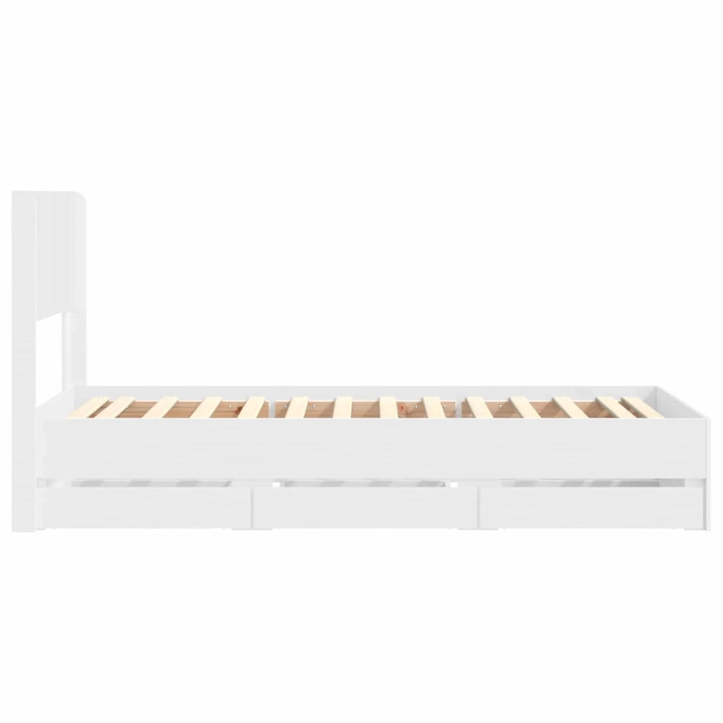 Struttura del letto con stoccaggio e testata Bianco 90 x 200 cm 3414335