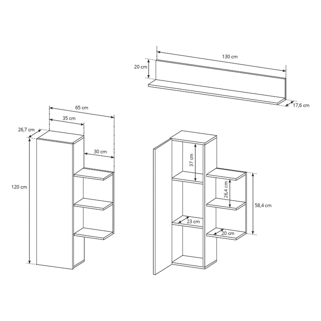 Mobile Soggiorno Kanapa, Parete Attrezzata Modulabile, Marrone Rovere