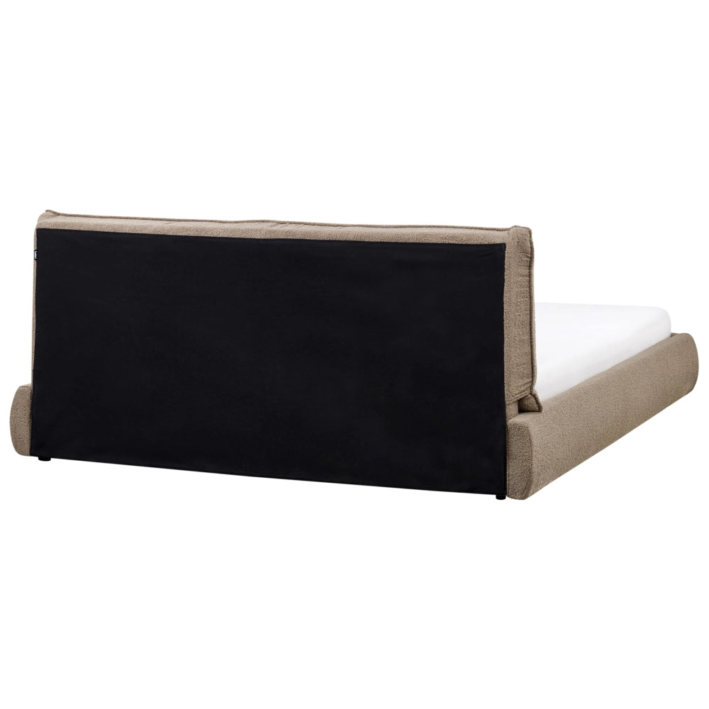 Letto matrimoniale ad acqua imbottito in tessuto boucle marrone 180 x 200 cm stile classico camera da letto