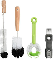 Set di 4 spazzole per bottiglia, spazzola per bottiglia, spazzola per bottiglia, spazzola per bottiglia lunga, attrezzo di pulizia per bottiglie e mixer, accessori da cucina