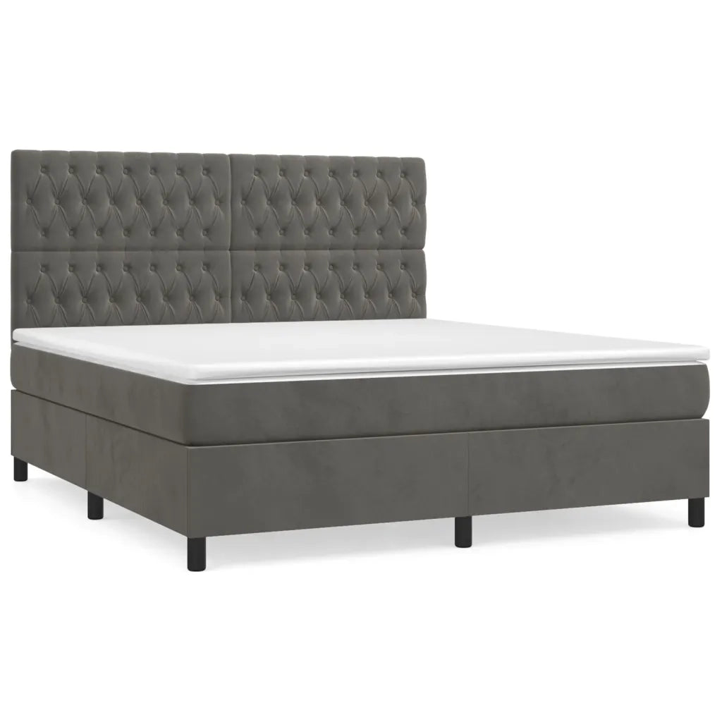 Giroletto a Molle con Materasso Grigio Scuro 180x200 cm Velluto 3143218
