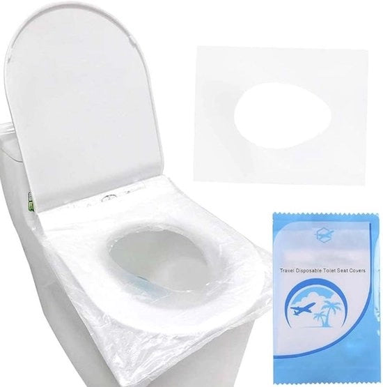 Set di Protezione per la Toilette Universale da 50 pezzi - Compacto/Leggero - Materiale PE Ecologico - Impermeabile - Adatto a Tutti i Tipi di Toilette - Protezione con Barriera - Protezione per la Toilette