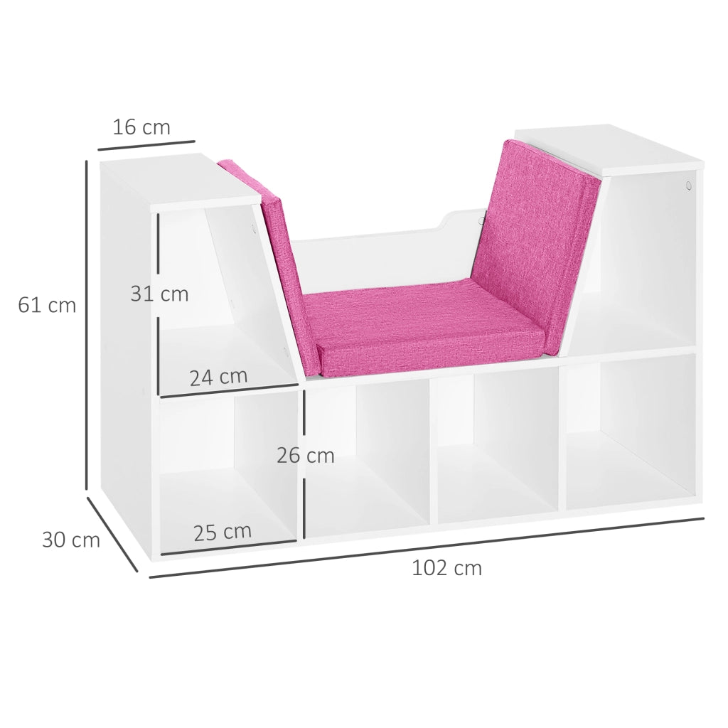 Libreria a 6 scomparti con panca ¨C zephmum ¨C rosa 102x30x61 cm