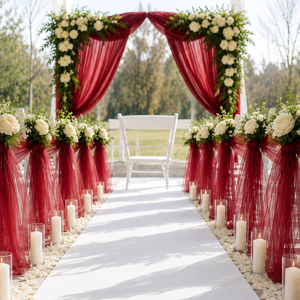 Rotolo Tulle Limoges 30 Metri x 1,5 Metri per Decorazioni Matrimonio, Feste, Fiocchi, Allestimenti e Bomboniere Rosso