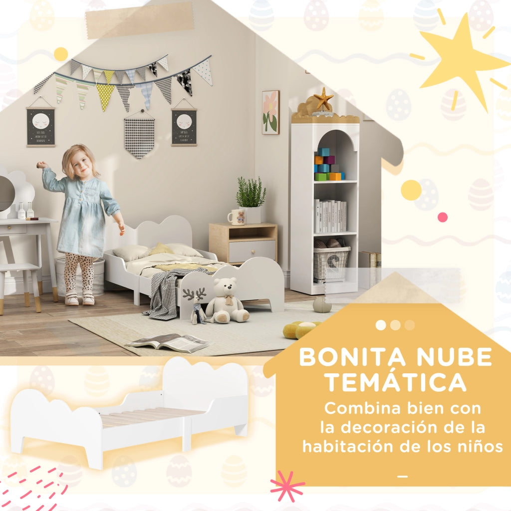 Letto Singolo per Bambini con Barandilla ¨C Zephmum ¨C Bianco 140x70 cm