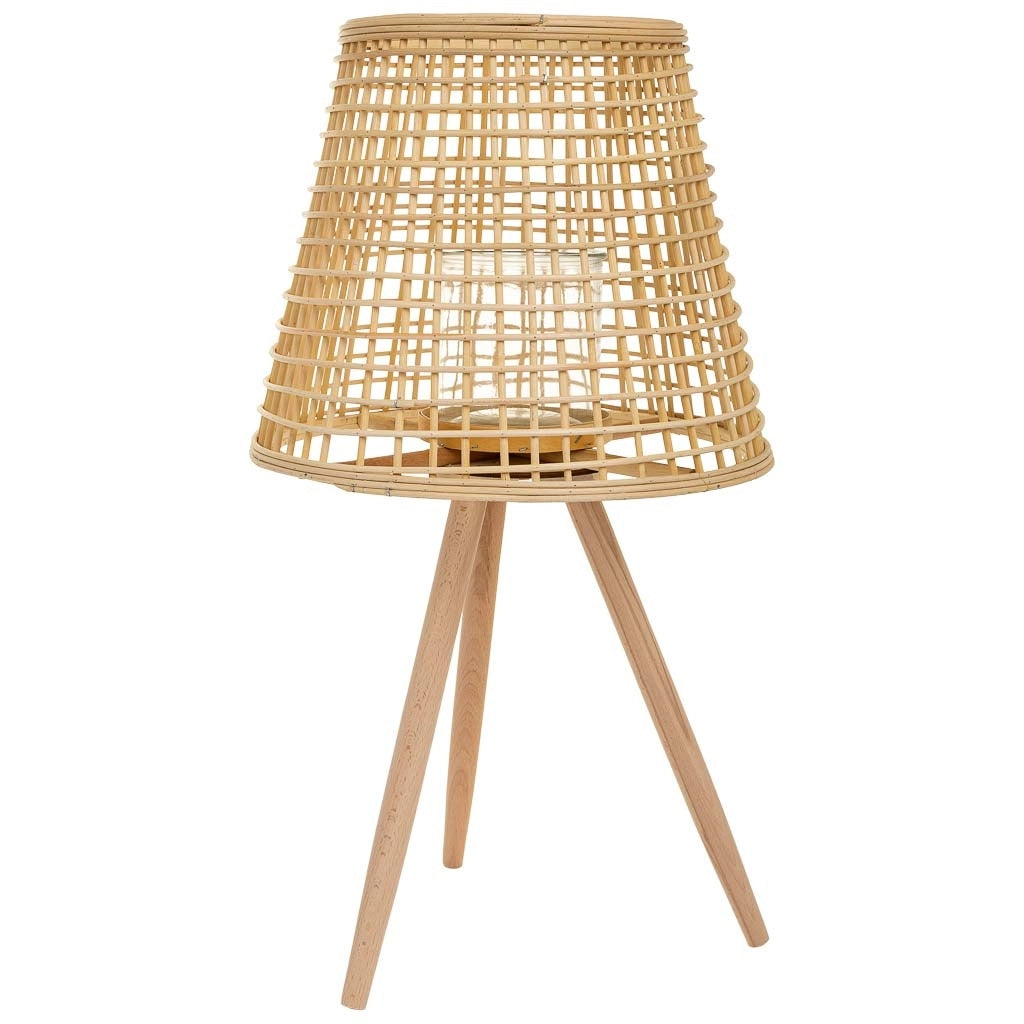 Lanterna portacandele in bambù e rattan marrone d36x31/64h