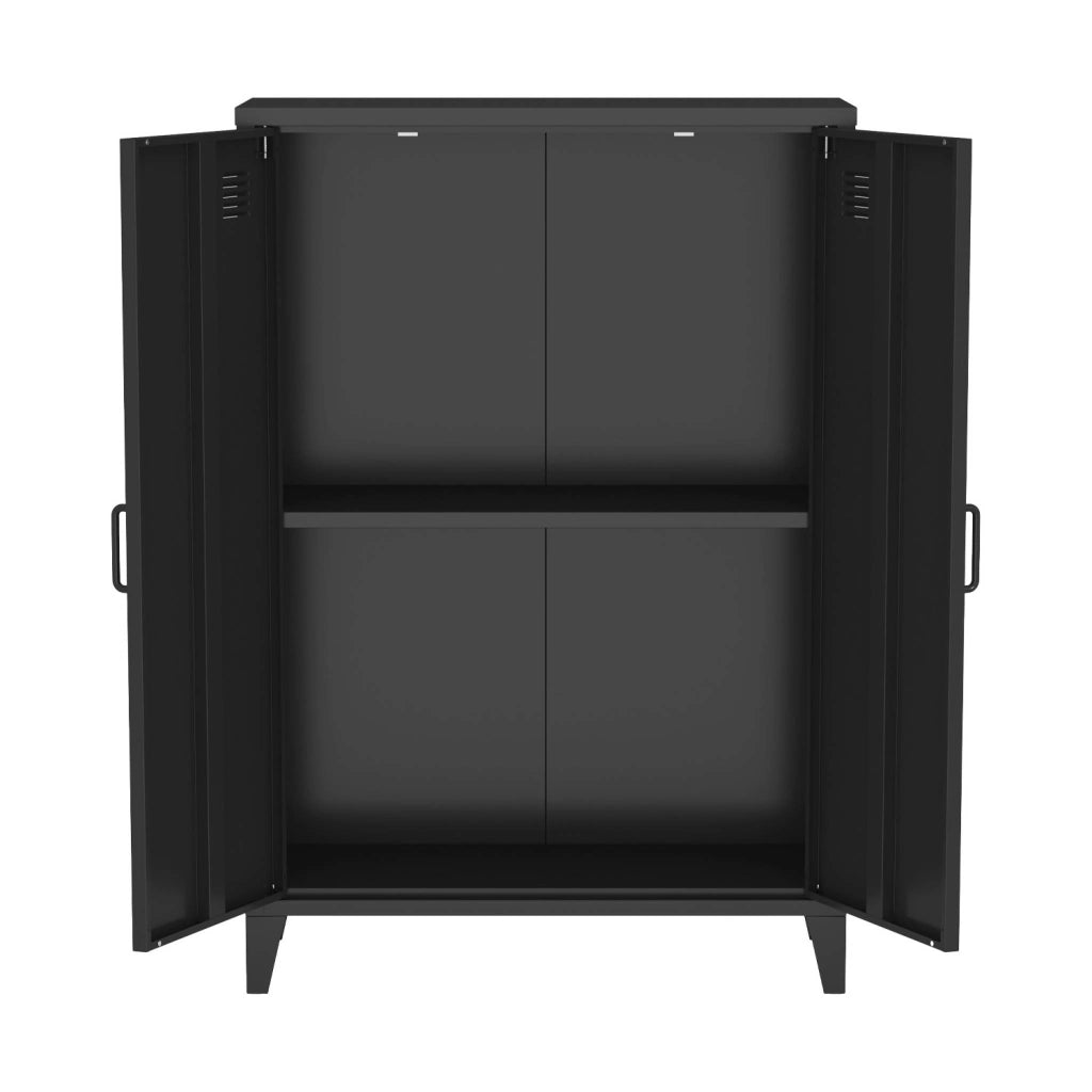 Set di 2 armadietti in metallo, 2 ante, nero