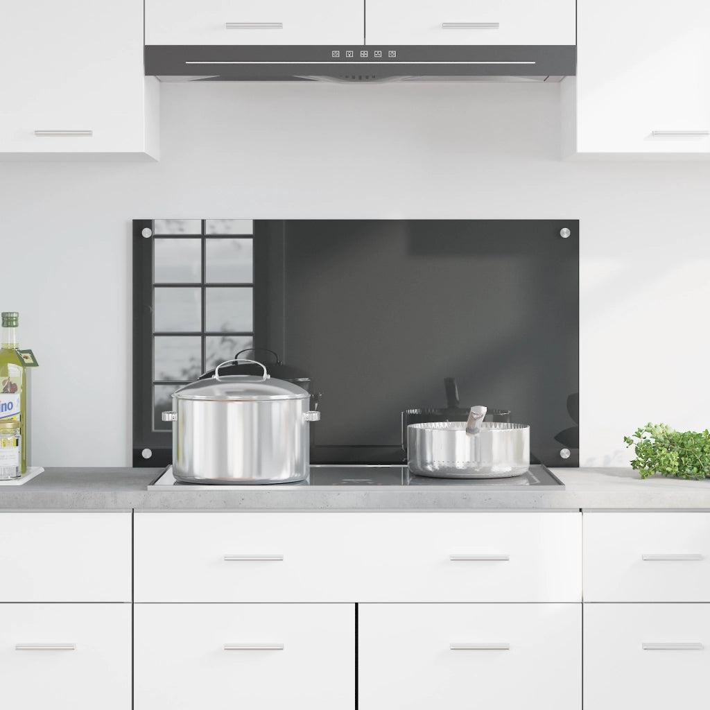 Paravento da Cucina Grigio Scuro 90x50x0,6 cm in Vetro Temperato