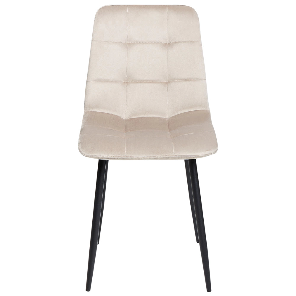 Set di 4 sedie da pranzo in velluto beige gambe in ferro stile moderno