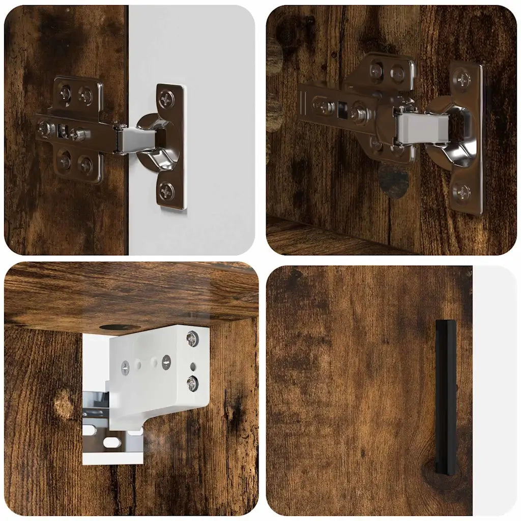 Set di mobili per il bagno con cassetto 4 pcs Rovere fumé 3393088