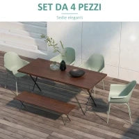 Set 4 Sedie da Giardino con Piedini Antiscivolo, in PP e Acciaio, 59x55x84 cm, Verde