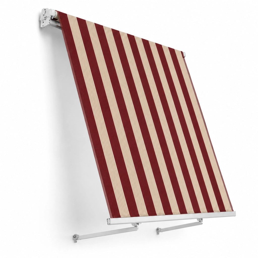 Tenda Parasole Avvolgibile Con Argano Manuale Telaio In Alluminio Copertura In Poliestere 280G Schermo UV Riparo Visivo Per Balcone Terrazzo Portico E Ambienti Esterni 295x250x50 Cm Rosso E Beige