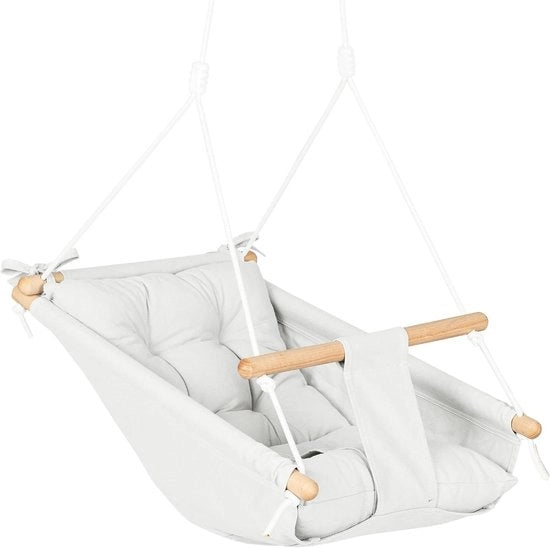 Culla a Sospensione per Bambini - Milky - Sedia a Sospensione in Legno con Cintura di Sicurezza e Parti di Fissaggio