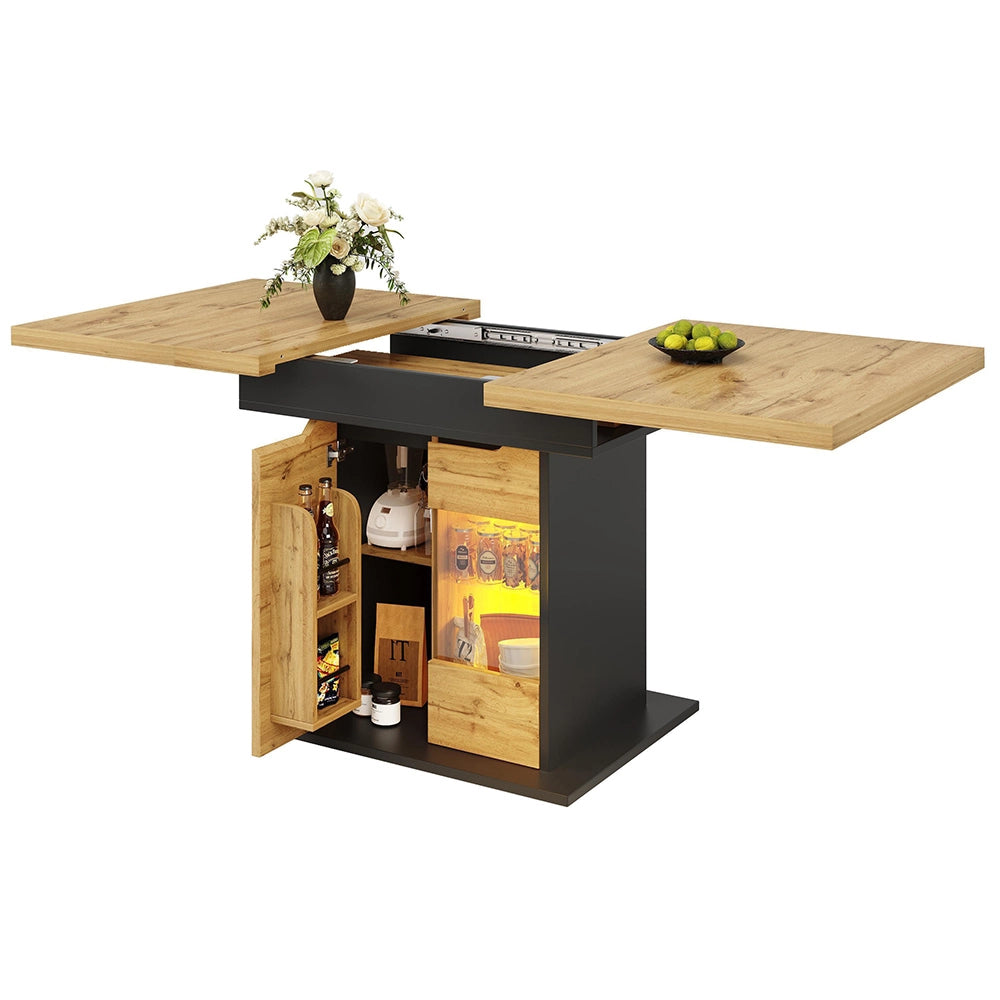 Tavolo estensibile - Xylo - 110-140x80cm con LED e ripiano snack