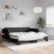 Divano Letto con Letto Estraibile Nero 90x190 cm in Tessuto 3196828