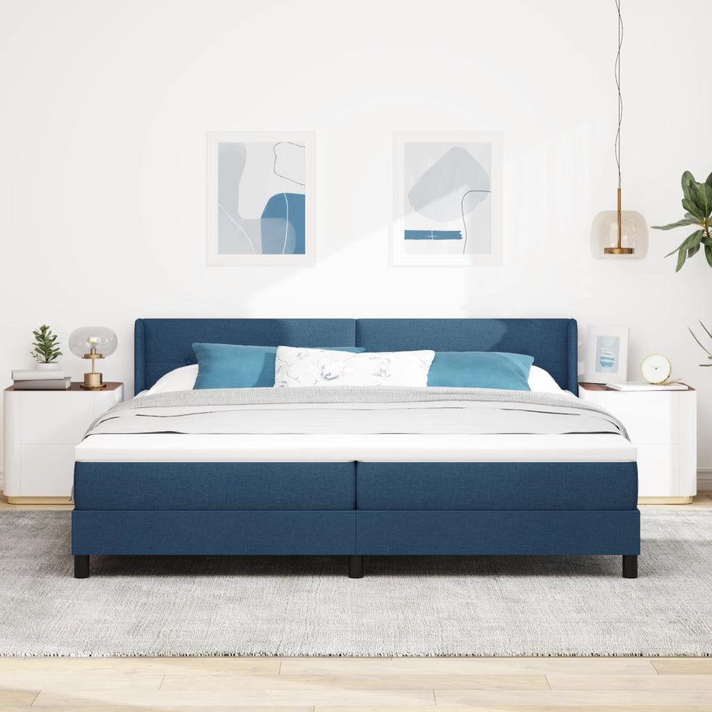Letto con Box Spring e Materasso Blu 200x200 cm Tessuto