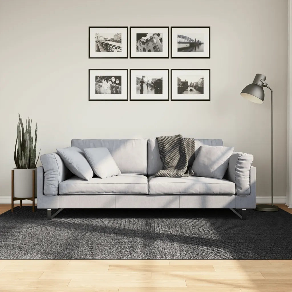 Tappeto del soggiorno | Tappeto IZA a Pelo Corto Aspetto Scandinavo antracite 160x230cm