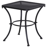 TAVOLINO DA GIARDINO QUADRATO IN ACCIAIO CON PIANO TRAFORATO, 45X45X50 CM, NERO