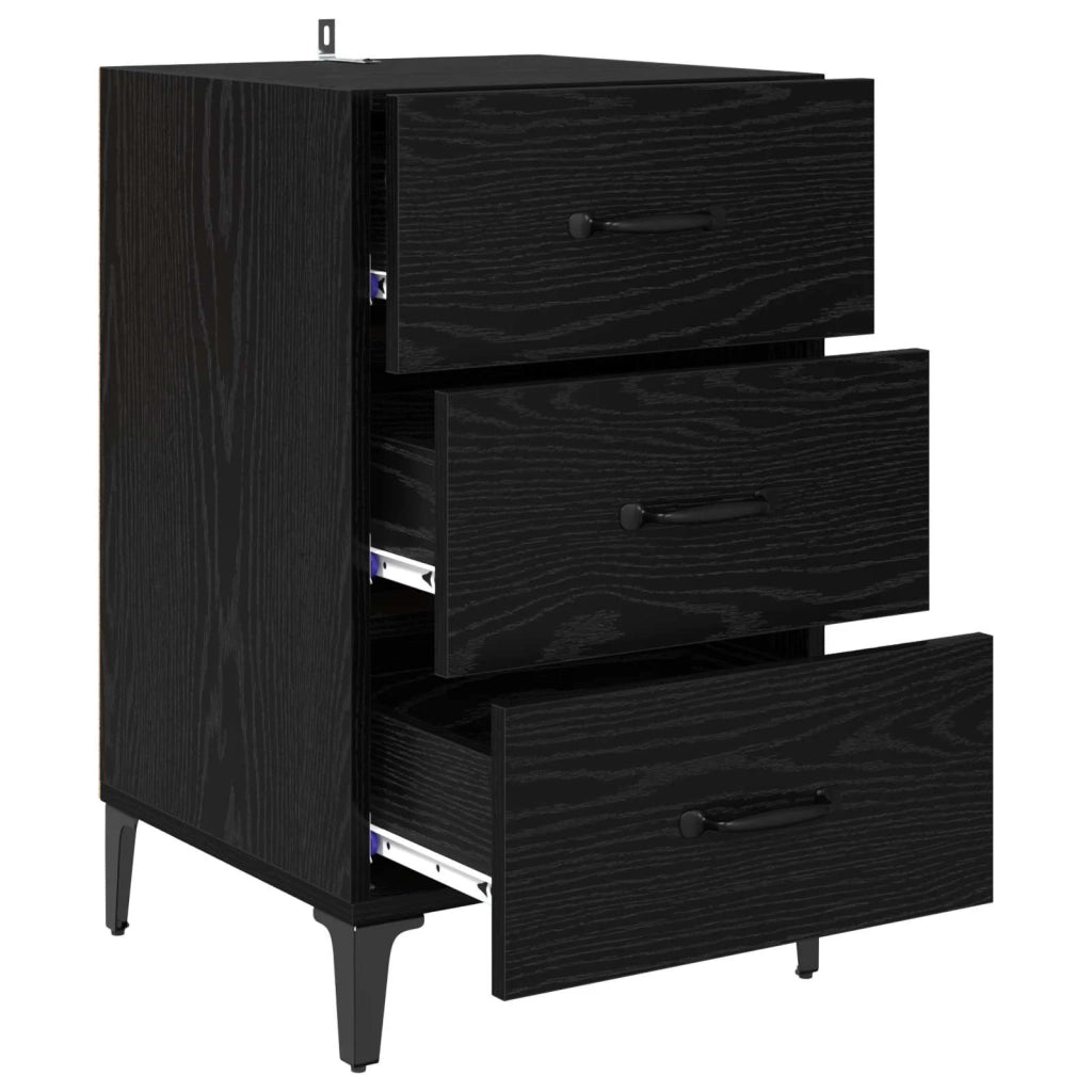 Armadio da Notte Rovere Nero 40 x 40.5 x 66 cm