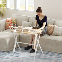 Scrivania Pieghevole 81,5x62x86,5 cm con Ripiano per Monitor Legno e Bianco