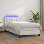 Giroletto Molle con Materasso e LED-Struttura Letto Bianco 80x200 cm Similpelle 811800