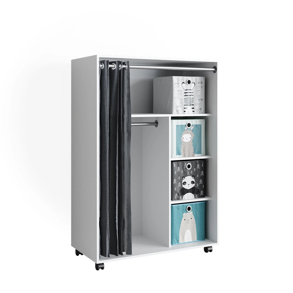 Vicco Armadio multifunzione Bianco 100 x 146.6 cm con box pieghevole