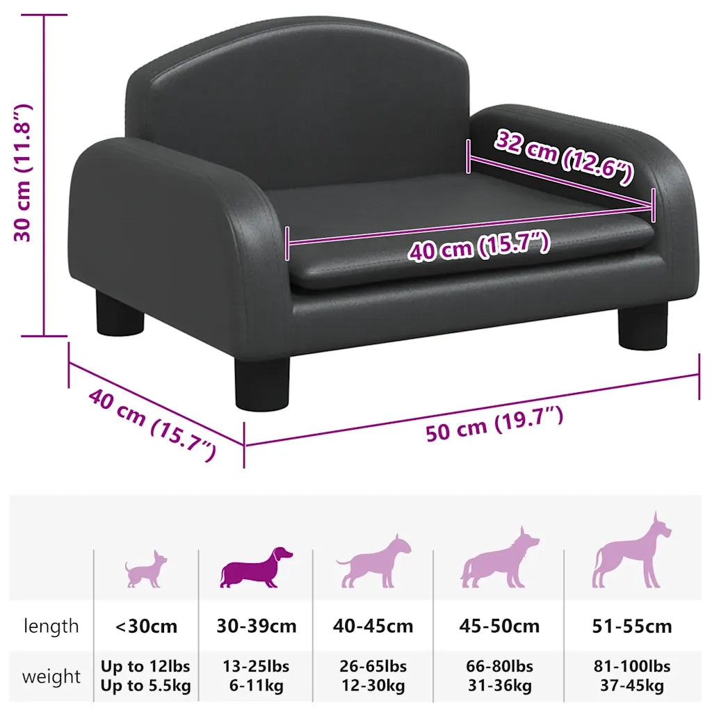Lettino per Cani Nero 50x40x30 cm in Similpelle 171976