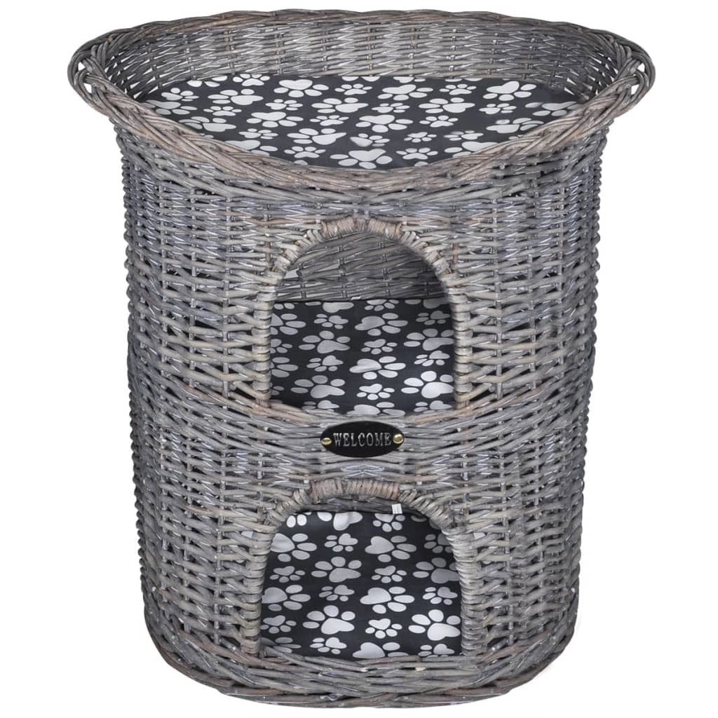 Tiragraffi/cuccia a 2 livelli con cuscino salice grigio 02_0022785