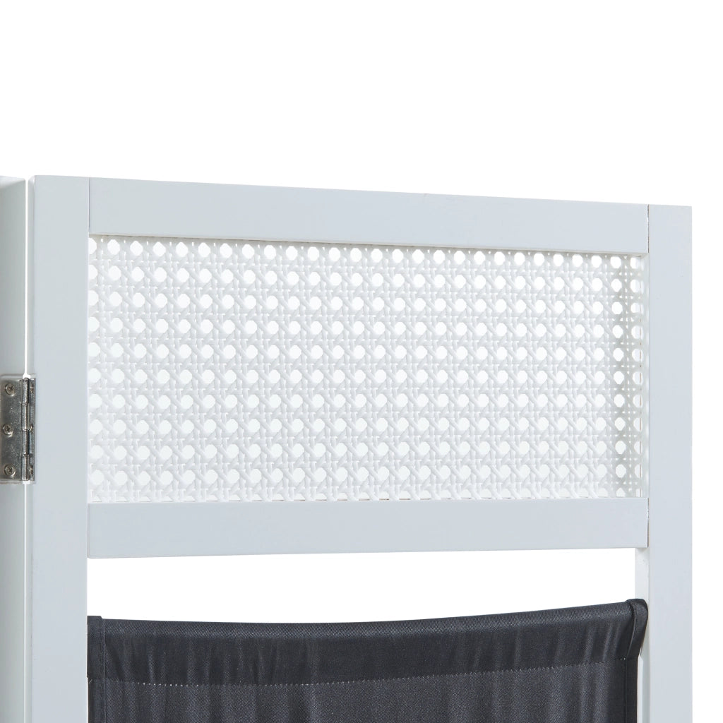 Paravento Pieghevole Dorotea per Interni Separè a 3 Pannelli 120 x 170 cm Bianco / Grigio Scuro [en.casa]