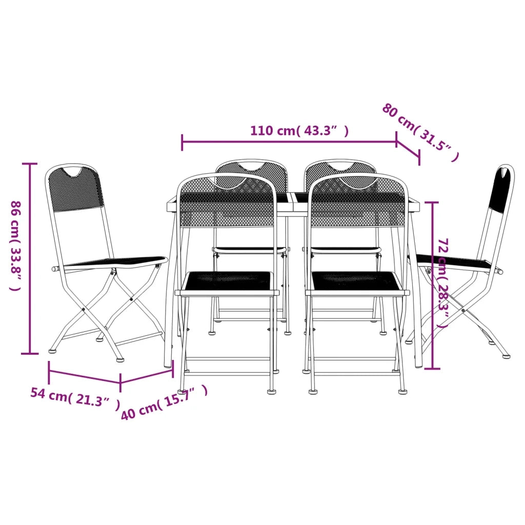 Set da Pranzo da Giardino 7pz | Set Salotto da Giardino Antracite in Rete Metallica