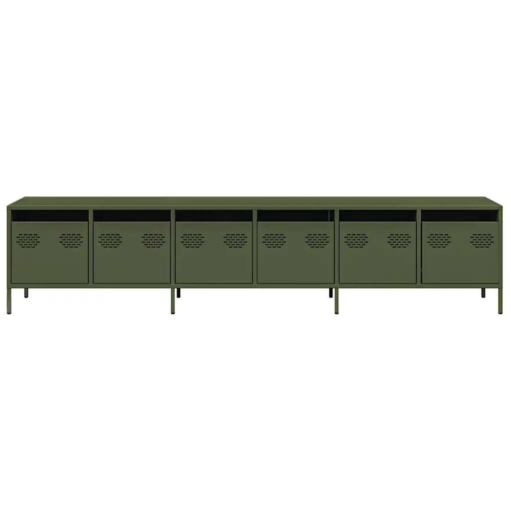 Mobile TV-Credenza per TV-Console TV Verde Oliva 202x39x43,5 cm Acciaio Laminato a Freddo 947609
