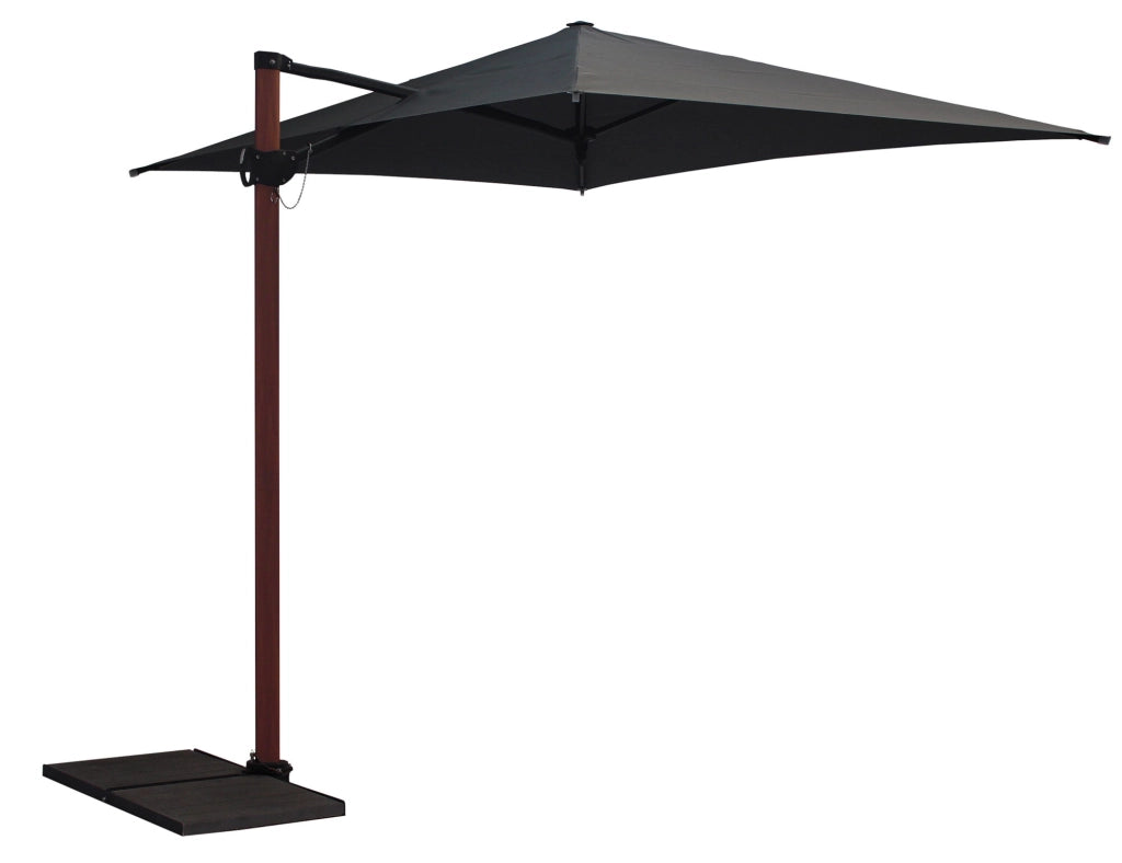 Ombrellone da Giardino Decentrato 3x2m Palo in Alluminio Effetto Legno Tessuto Poliestere Trend Wood Antracite