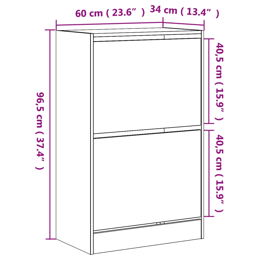 Scarpiera Grigio Sonoma 60x34x96,5 cm in Legno Multistrato