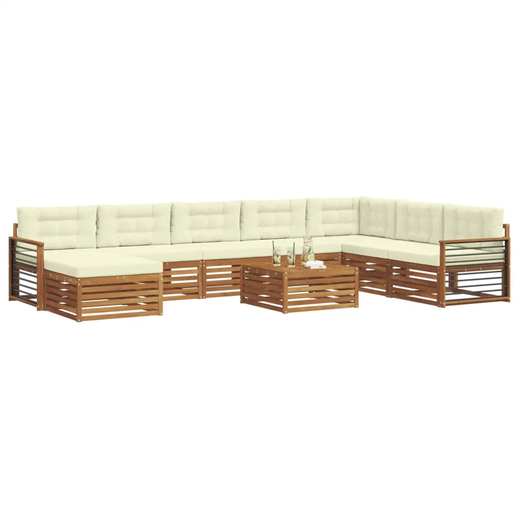 Set di divani da esterno con cuscino 9 pcs Naturale e Crema