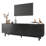 Mobile TV con 4 Ante e Ripiani Regolabili; Push-to-Open; Stile Moderno; 175¡Á38¡Á56 cm; in MDF; Nero
