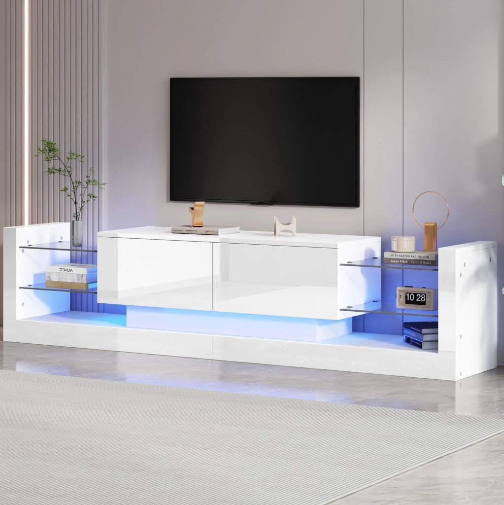 mobile TV 181 cm bianco con LED integrato e vani moderni