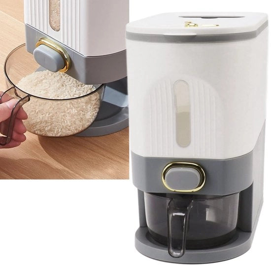 Dispensatore di Cibo con Misuratore - Contenitore di Conservazione del Cibo - Grande Capacità - Contenitore di Granaglie Sigillato - Resistenze all'Umidità - 5L per uso Domestico - Conservazione del Cibo
