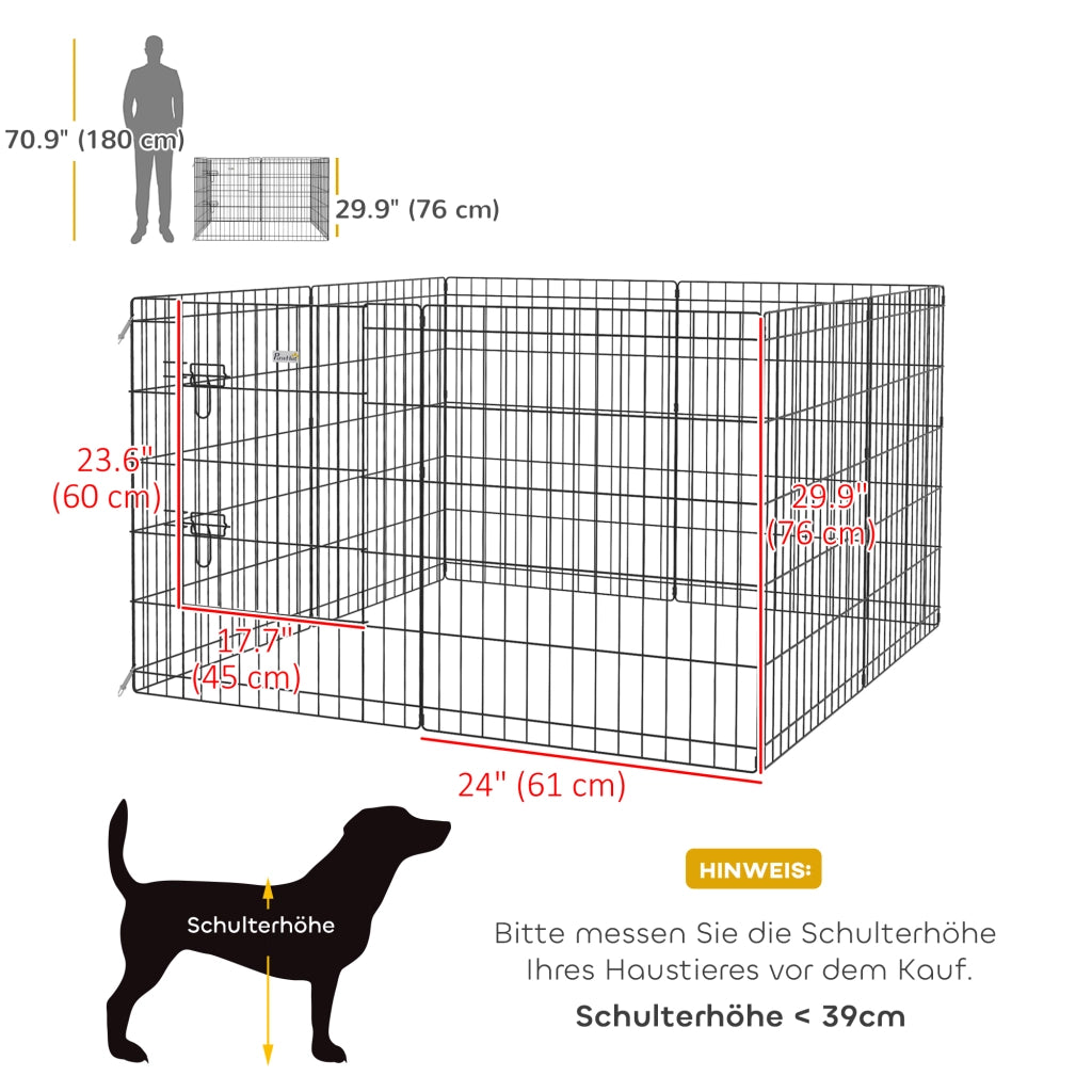 Recinto per Animali Domestici ¨C zephmum ¨C Nero 76 cm