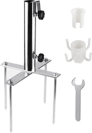 Parasolhouder perpendicolare regolabile - Ø 29-41 mm - Ideale per spiaggia e campeggio - Incluso gancio da appendere e schermo da sole