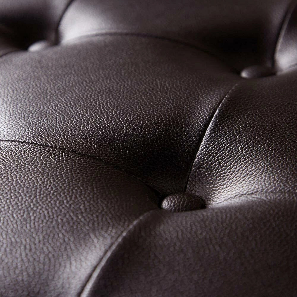 Cassapanca Pouf Contenitore Panca Sgabello Poggiapiedi Legno e Eco Pelle Marrone