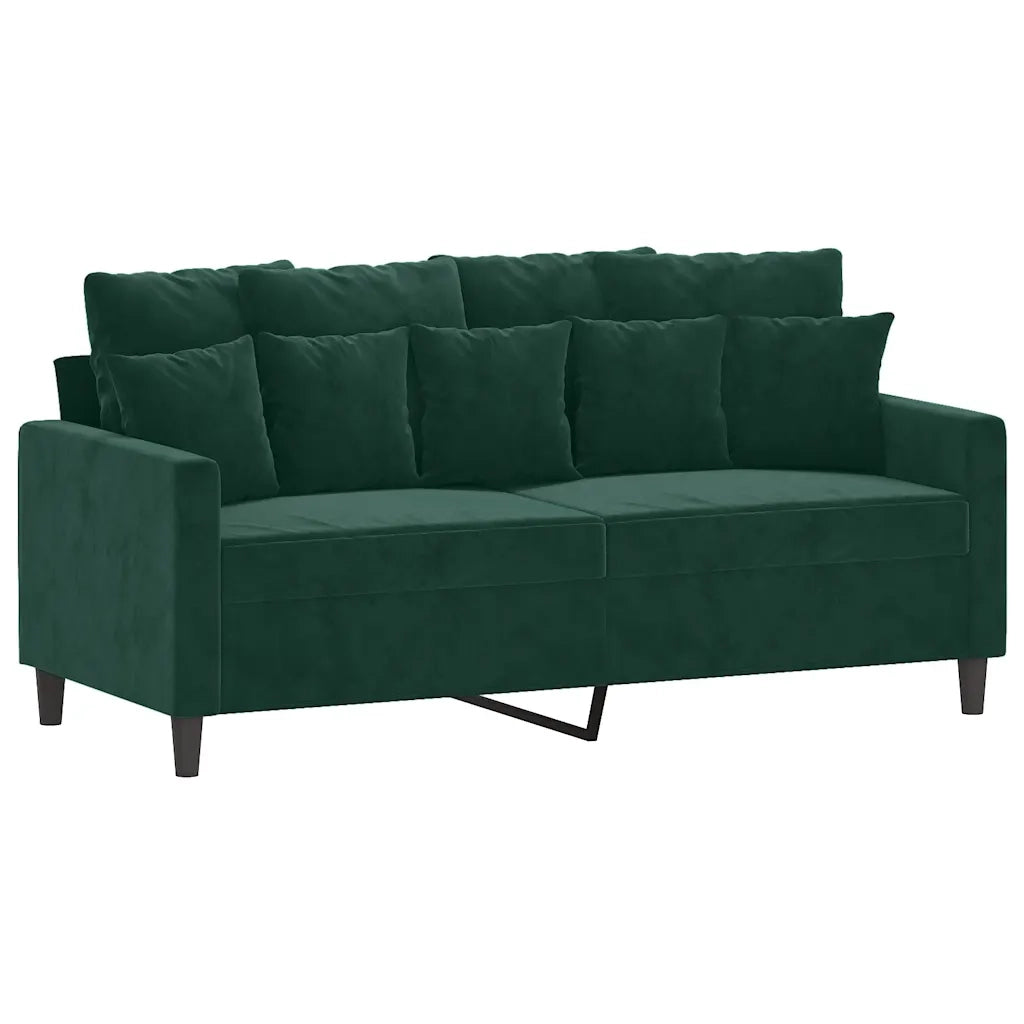 Set di Divani 3 pz con Cuscini Verde scuro in Velluto