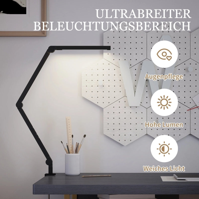 Lampada da scrivania, luminosit¨¤ e colore regolabili, morsetto in metallo, 96 LED, nera