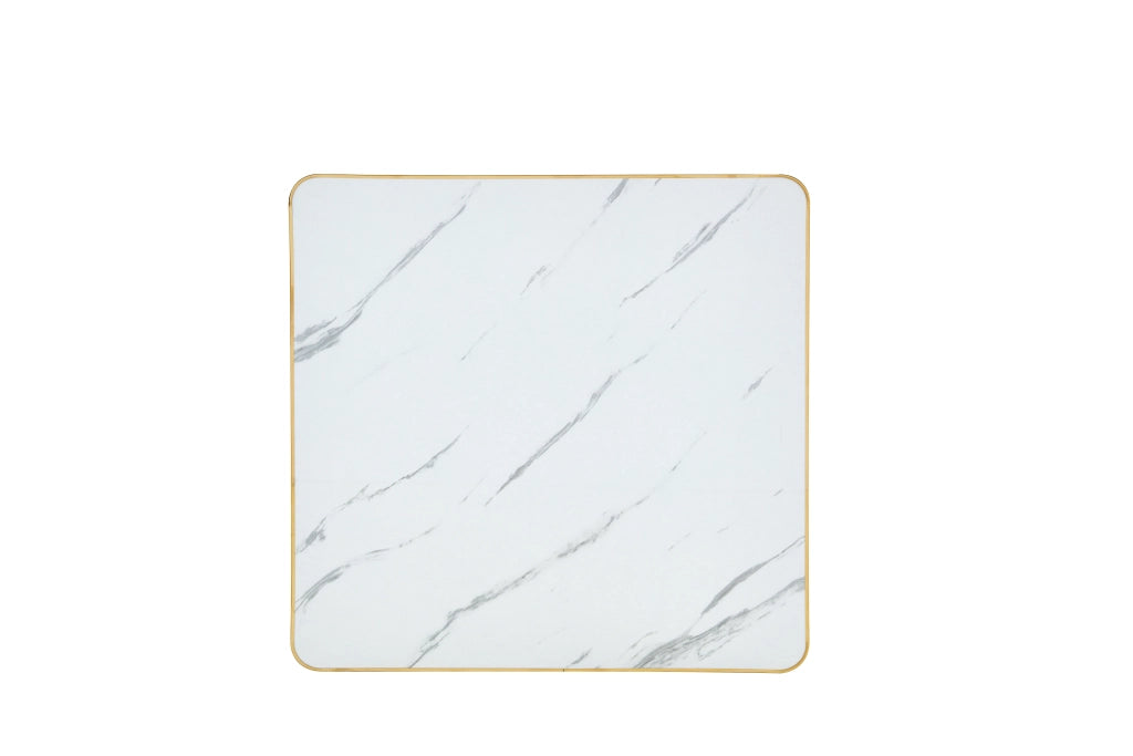 TAVOLO quadrato 60x60 cm effetto marmo bianco in MDF e metallo