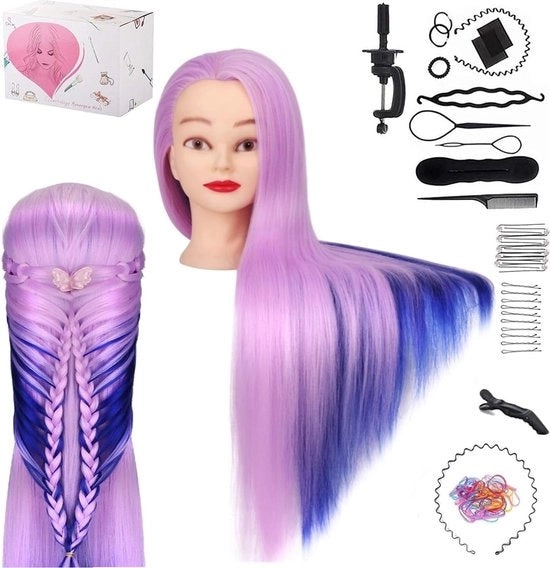 Orefice per Capelli - Testa per Capelli - Testa di Capelli per Orefice - Rosso/Blu - Incl. Accessori