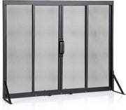 Schermo per Camino con Porte Scorrevoli in Metallo, Parascintille Protettivo 89 x 72/96 x 79 CM per Isolare Scintille e Cenere, Parascintille Camino con Supporto Triangolare (89 x 72 cm)