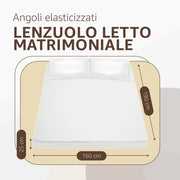 SONIT - Lenzuolo con Angoli Bianco - Lenzuolo con Angoli Cotone Traspirante - Lenzuola Facile da Lavare Misura: MATRIMONIALE