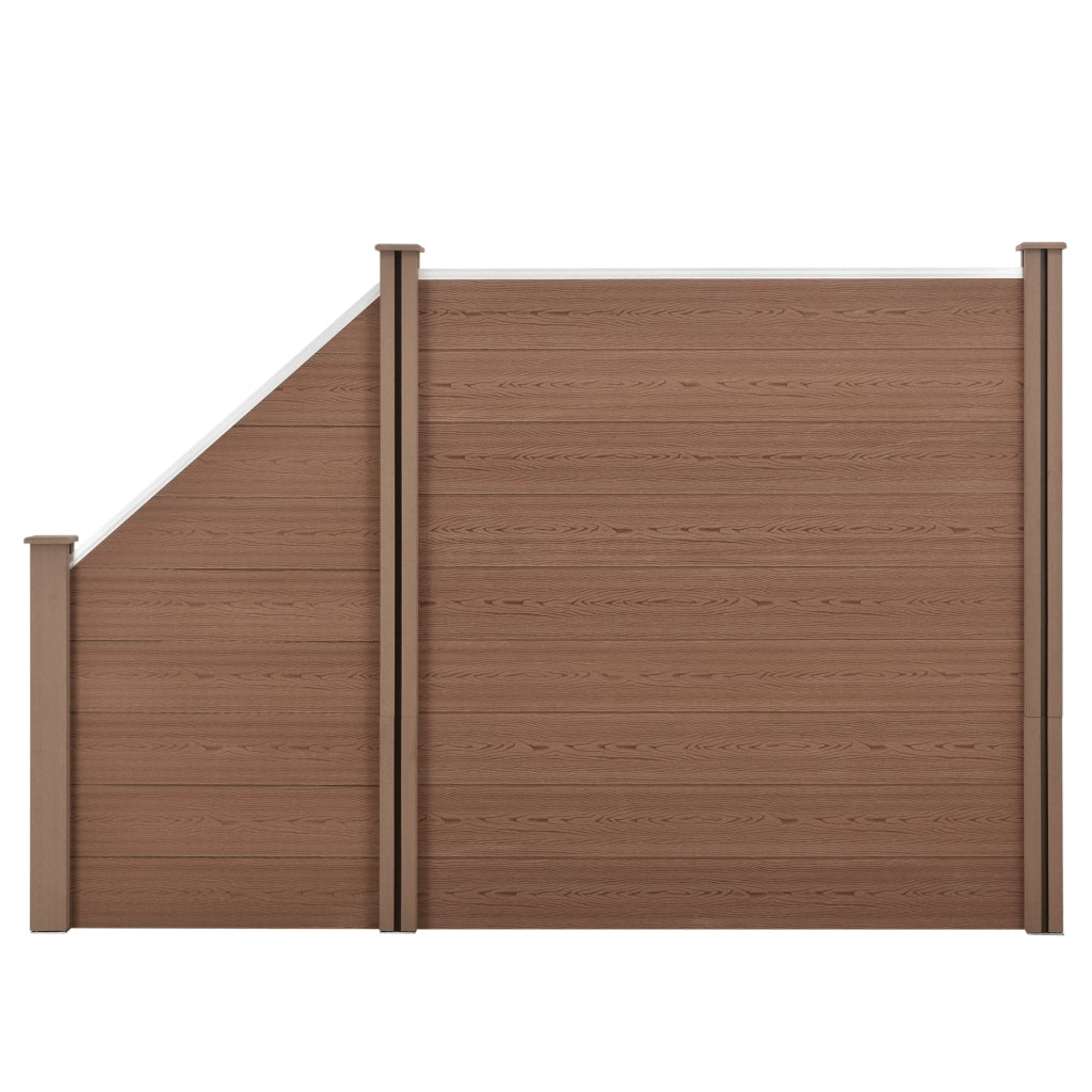 Recinzione in WPC per Giardino Staccionata da Elementi Inclinato e Rettangolare 183x277 cm Marrone NEU.HOLZ